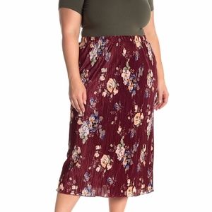 NWT Everleigh Floral Satin Midi Skirt